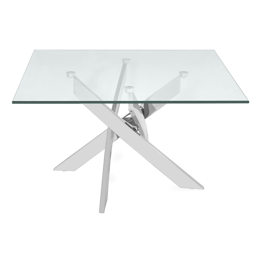 Halle Glass Top Coffee Table, Silver