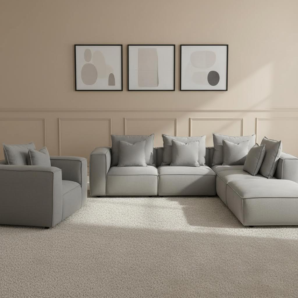 Cara 5-Seater Modular Sofa, Grey