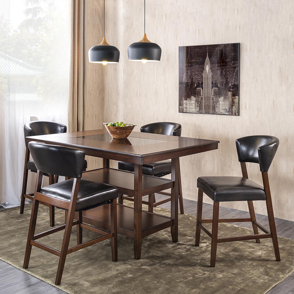 High Pub 4-Seater Table, Dark Brown & Black - 145x92.5 cm