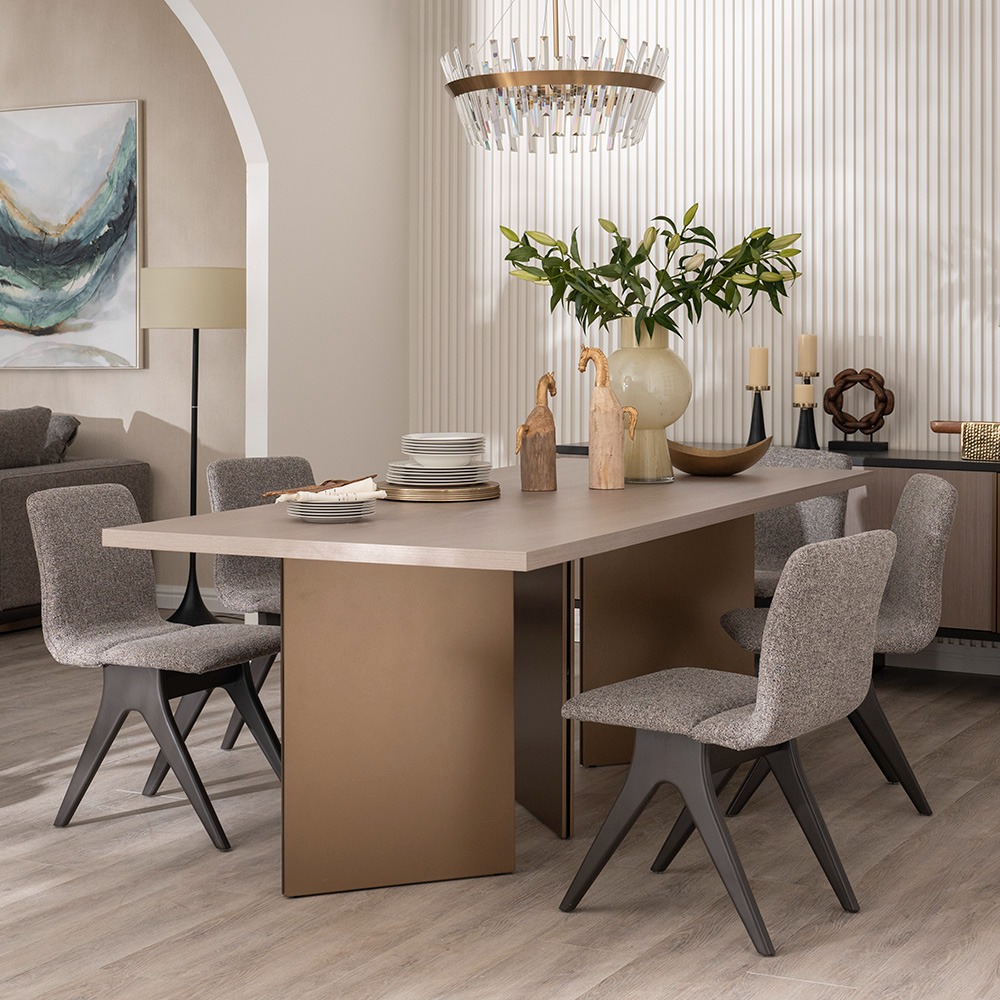 Aura 8-Seater Dining Table, Grey & Dark Brown - 240x105 cm