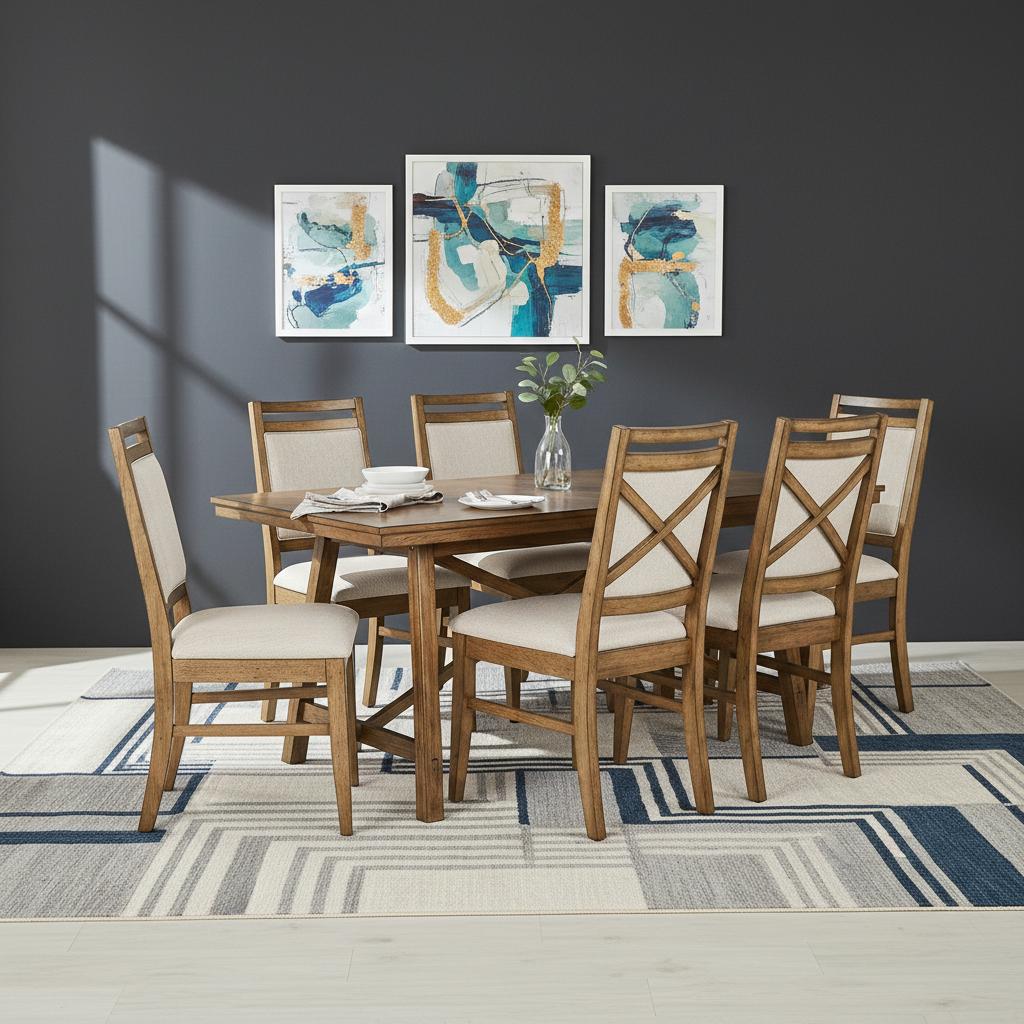 Medley 6-Seater Dining Table with Dining Chairs, Oak