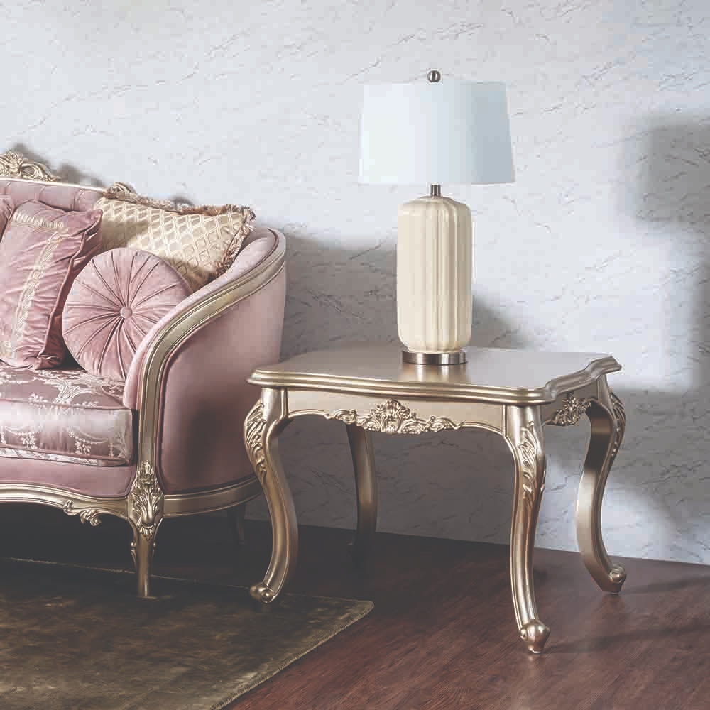 Hala Wooden End Table, Gold