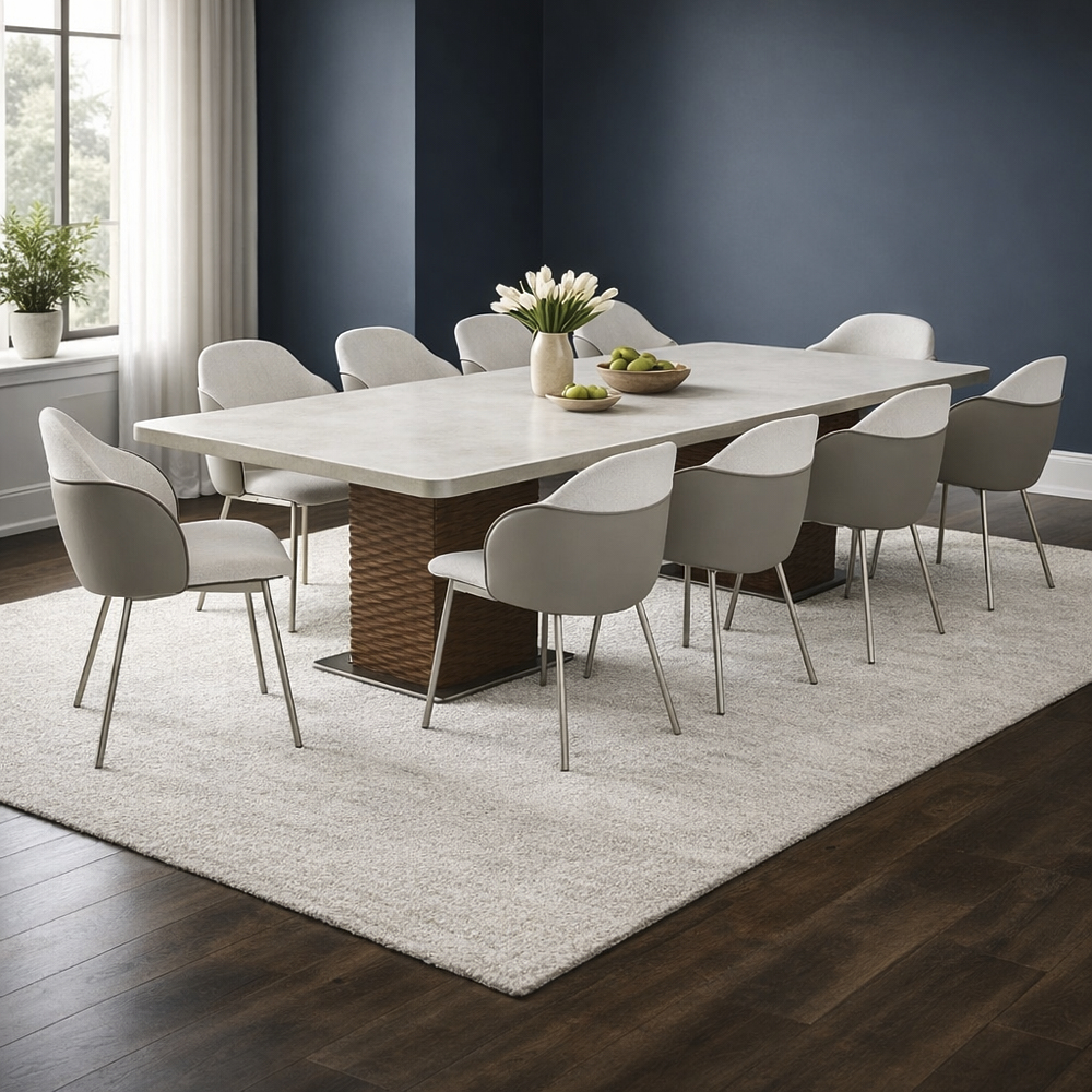 Yanson 10-Seater Dining Table & Chair, Grey